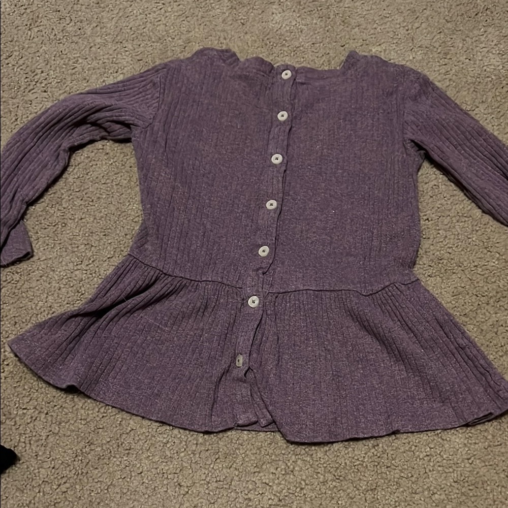 Kate Quinn Purple Button Down Peplum Shirt